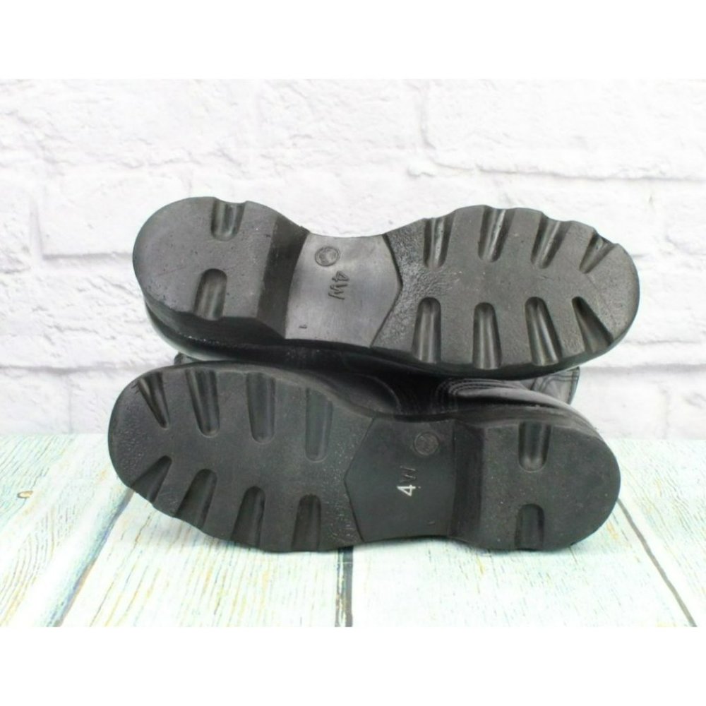 *Unbranded Black Leather Lace Up Mid Calf Work Boots Size 4 Wide - Picture 9 of 9